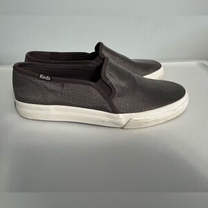 Keds Slip-On Flats in Charcoal Glitter with White Sole